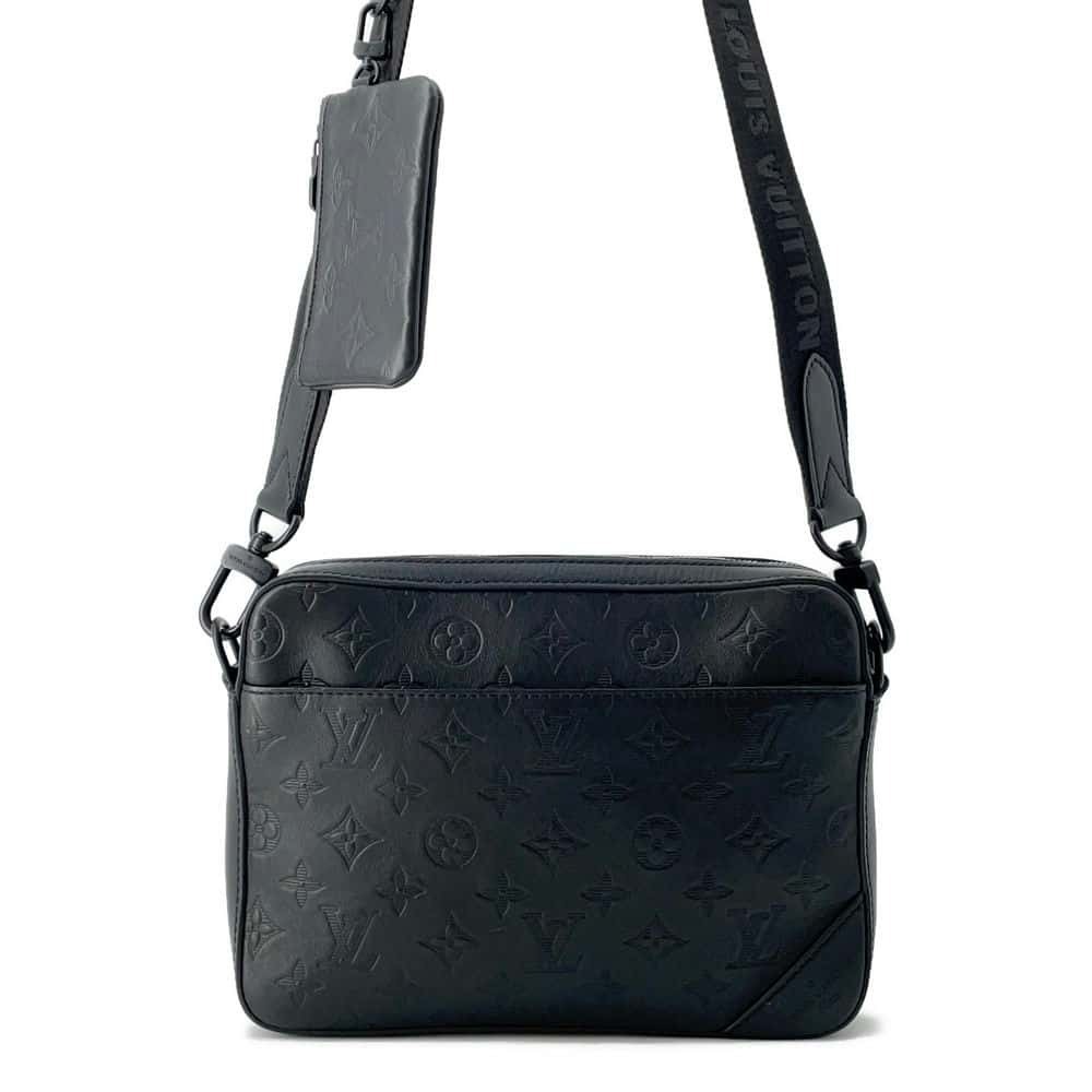 Louis Vuitton Monogram Shadow Black Duo Messenger Shoulder Bag Black